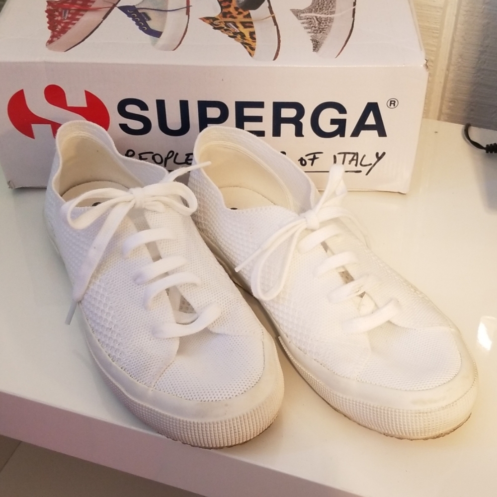 Superga sportknit white sneakers